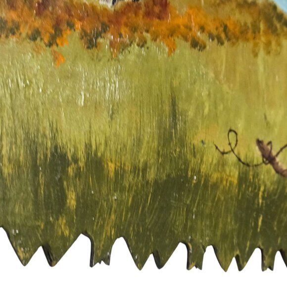 Antique Hand Saw Folk Art Rustic Countryside Scene Hand Painted Wall Decor - Picture 6 of 16